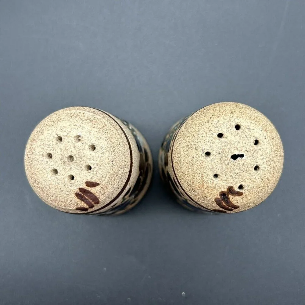 Tonala Pottery Salt & Pepper Shakers Mexico Floral Flowers 3